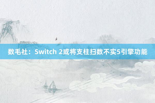 数毛社：Switch 2或将支柱扫数不实5引擎功能