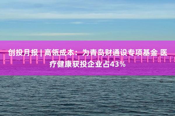 创投月报 | 高瓴成本：为青岛财通设专项基金 医疗健康获投企业占43%