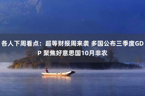 各人下周看点：超等财报周来袭 多国公布三季度GDP 聚焦好意思国10月非农