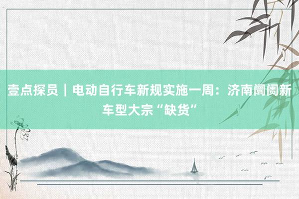 壹点探员｜电动自行车新规实施一周：济南阛阓新车型大宗“缺货”